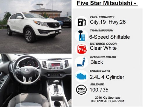 2016 Kia Sportage AWD 4dr LX White, Altoona, PA