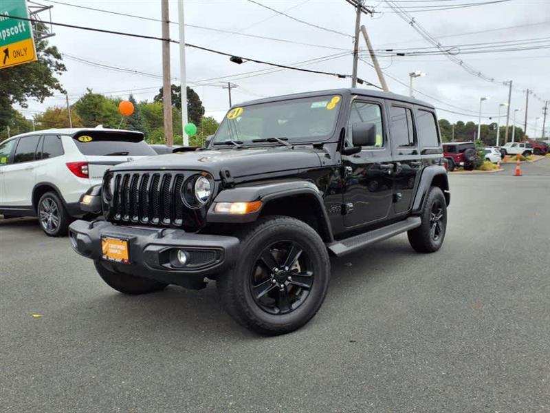 2021 Jeep Wrangler Unlimited Unlimited Sahara Altitude Black Clearcoat, Lynnfield, MA